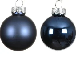 Ensemble de 6 boules en verre brillant et mat bleu nuit - Ø 8 cm