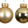 Ensemble de 16 boules en verre brillant et mat or clair - Ø 3,5 cm