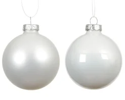 Ensemble de 6 boules en verre émaillé et mat blanc d’hiver - Ø 8 cm