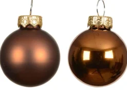 Ensemble de 6 boules en verre brillant et mat espresso - Ø 8 cm