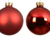 Ensemble de 6 boules en verre brillant et mat rouge - Ø 8 cm