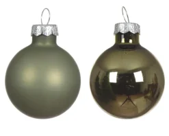 Ensemble de 6 boules en verre brillant et mat vert romarin - Ø 8 cm