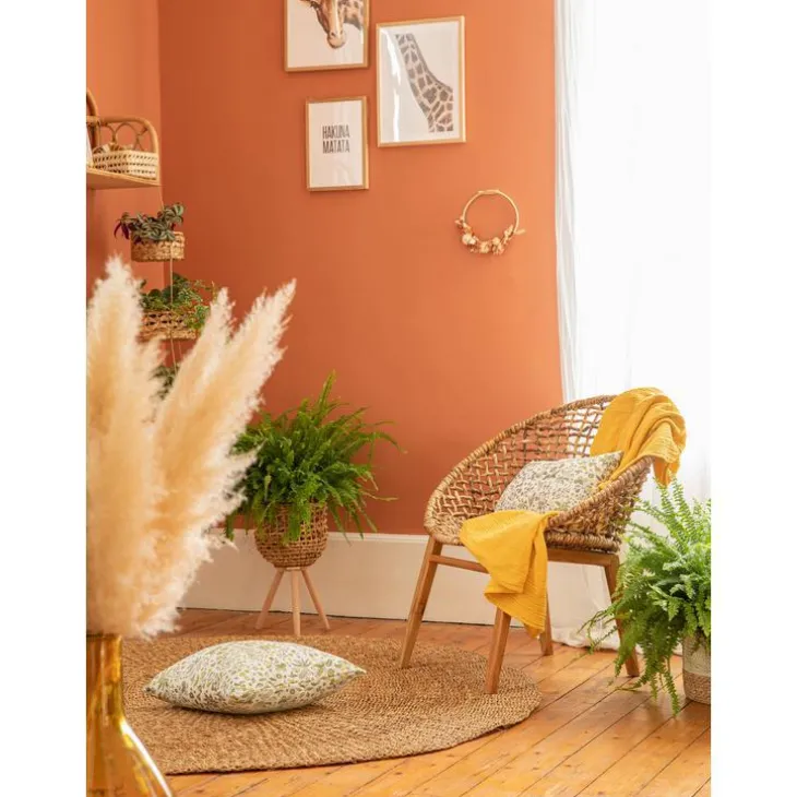 Fauteuil coloris marron assise en teck et abaca - 78 x 78 x 80 cm