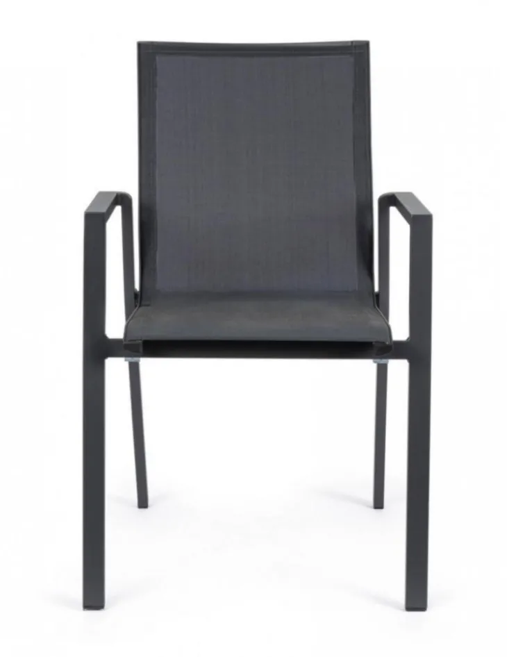 Fauteuil de jardin en aluminium et textilène anthracite BIZZOTTO Krion