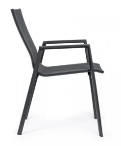 Fauteuil de jardin en aluminium et textilène anthracite BIZZOTTO Krion