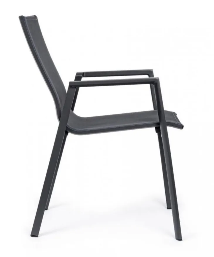 Fauteuil de jardin en aluminium et textilène anthracite BIZZOTTO Krion