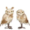 Figurine décorative hibou à poser coloris beige - 31 x 18 x 15 cm