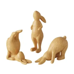 Figurine lapin en résine synthétique marron Yoga - 10 x 6 x 13,5 cm
