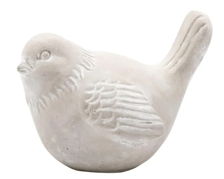Figurine oiseau coloris gris en ciment - 11 x 8 x 8 cm