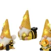 Figurine solaire décorative gnome abeille coloris blanc chaud - 9 x 9 x 17,5 cm