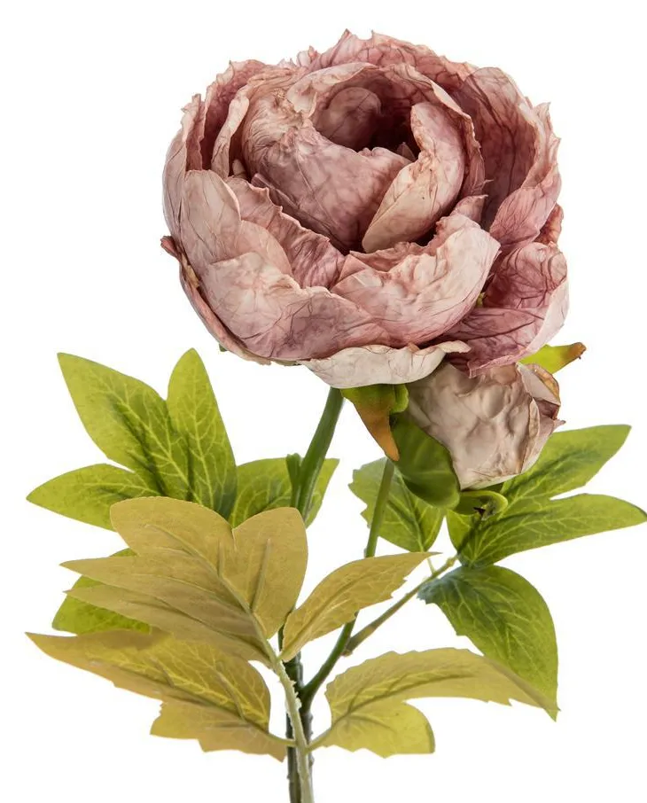 Fleur artificielle en papier tige de pivoine coloris rose - H 62 cm