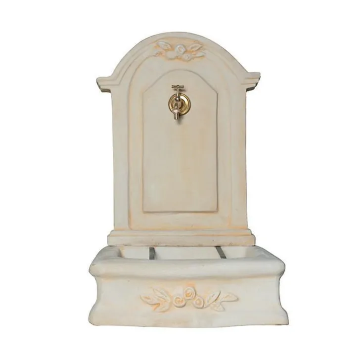 Fontaine romantique en pierre reconstituée imitation pierre vieillie beige Hairie Grandon - 96 cm