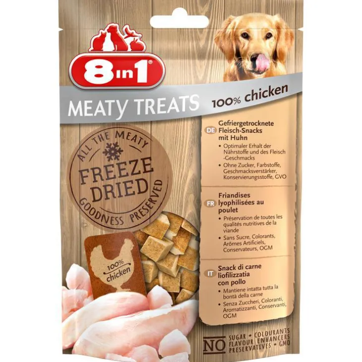Friandises pour chien freeze dried poulet 8in1 Meaty Treats - 50 g