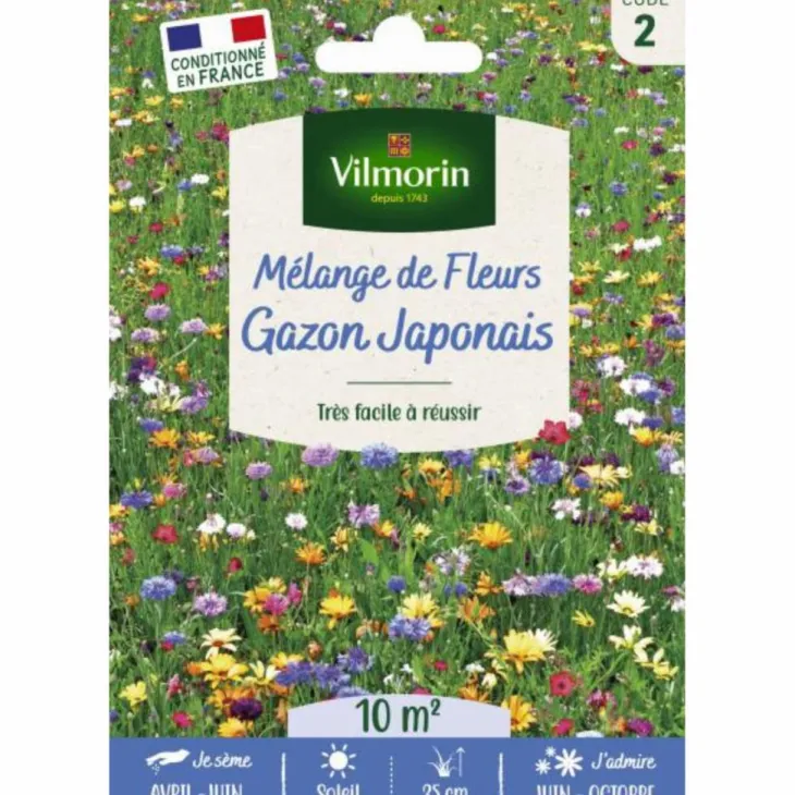 Gazon japonais Mélange de fleurs à semer Vilmorin - graines à semer pour 10 m² de surface