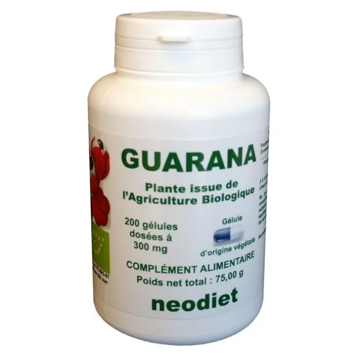 Gélules de guarana bio en boite de 200 unités