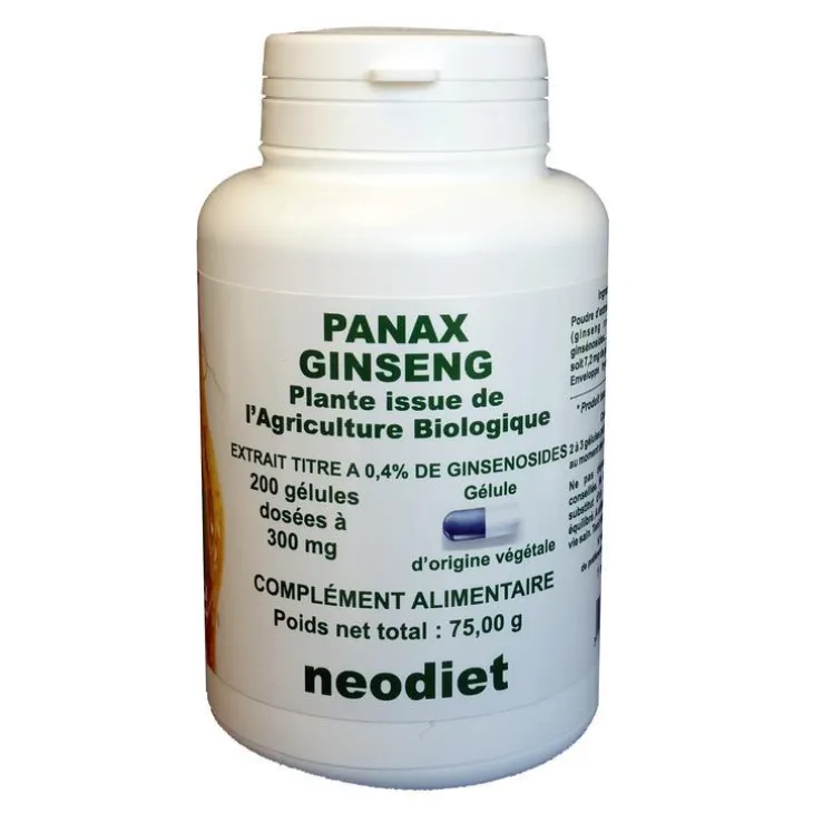 Gélules de panax ginseng bio en boite de 200 unités