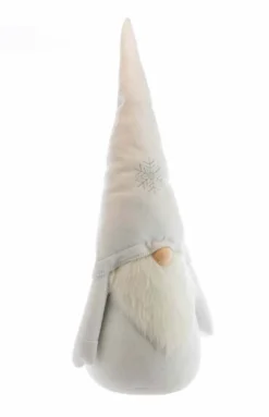 Gnome debout classique en tissu blanc - 41 x 29 x 100 cm
