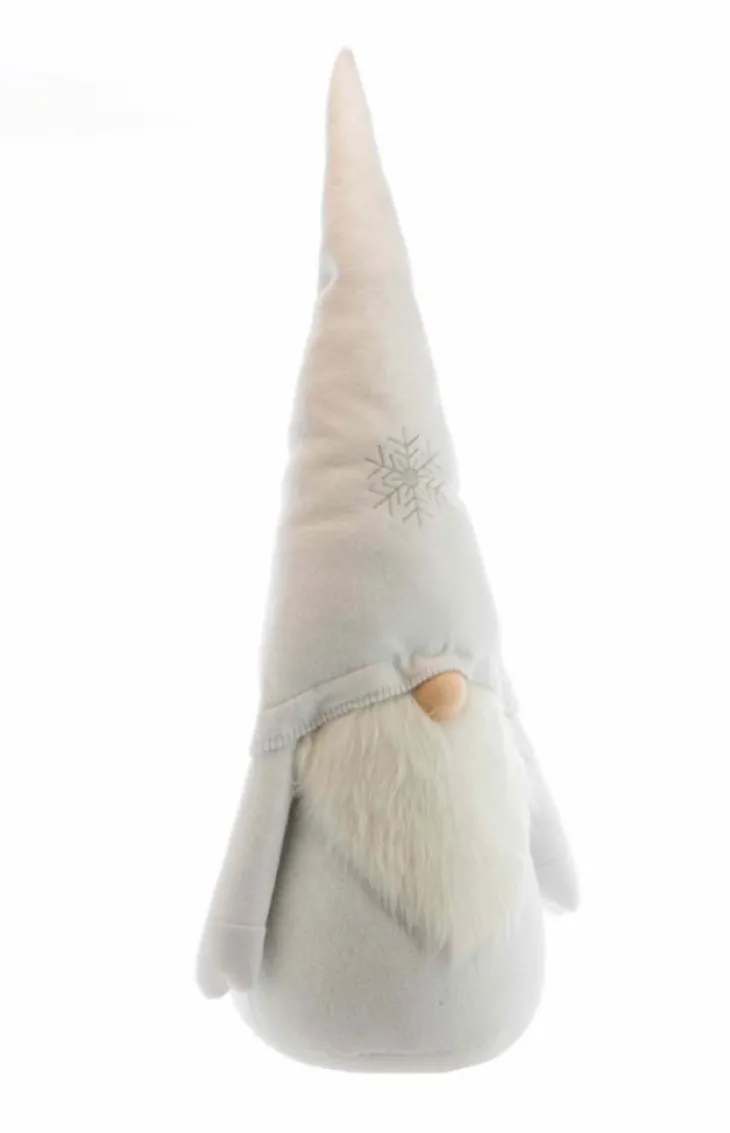 Gnome debout classique en tissu blanc - 41 x 29 x 100 cm
