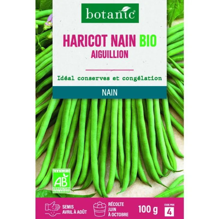 Graines de haricot nain aiguillon extra-fin sans fil bio botanic® - graines à semer