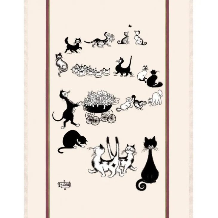 Grand Torchon coloris écru en coton Dubout Multi-Chats Winkler – 60 x 80 cm