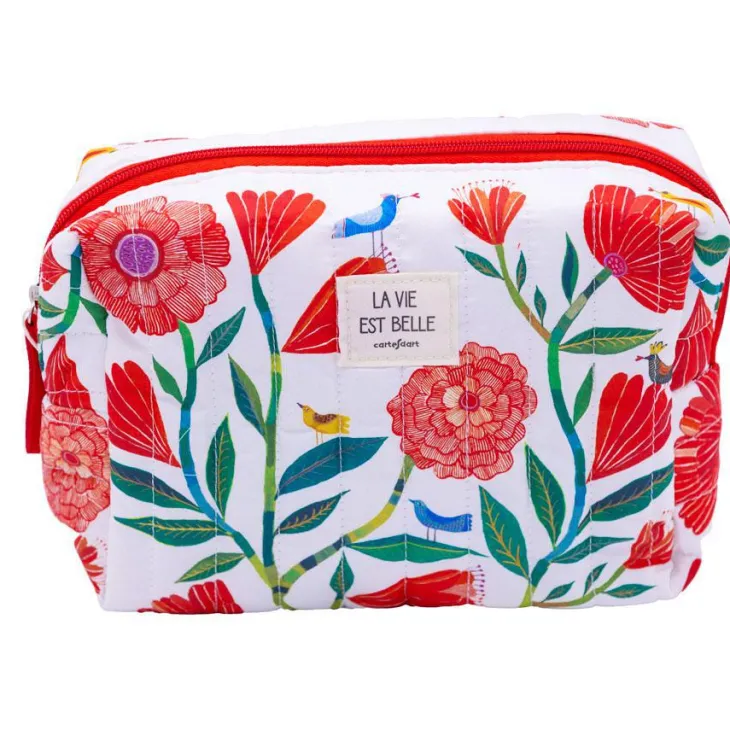 Grande trousse matelassée Cartesdart Pivoines - 24 x 17 cm