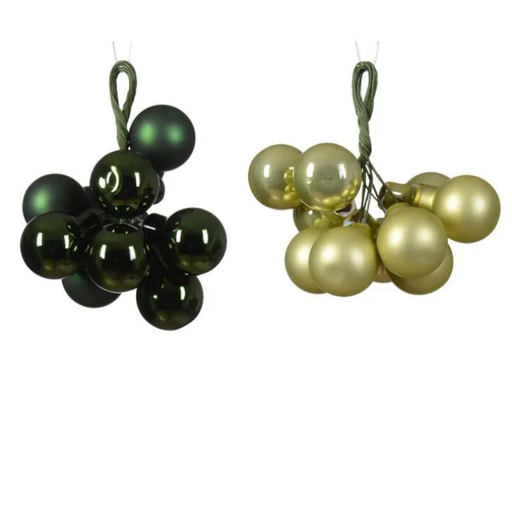 Grappe de boules en verre uni vert ou pistache - Ø 2 cm