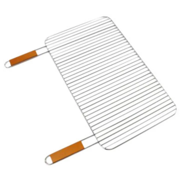 Grille simple Somagic en acier chromé avec manche en bambou - 67 x 40 cm