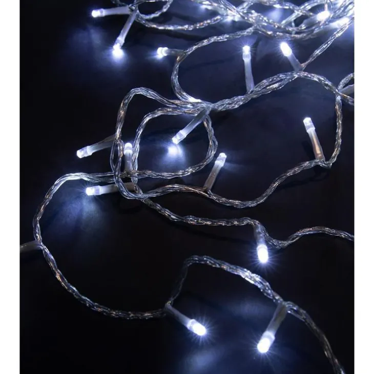 Guirlande lumineuse animée à 192 LED blanc froid sur câble transparent Flicker Light® - 16 m