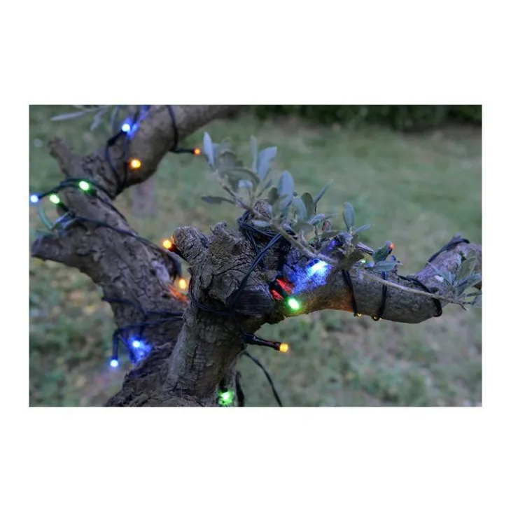 Guirlande lumineuse LED solaire à lumière animée multicolore - 40 m