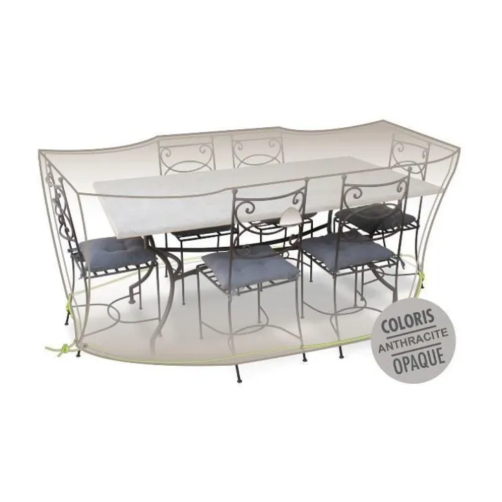 Housse table rectangulaire + chaises 6-8 pers. de coloris anthracite
