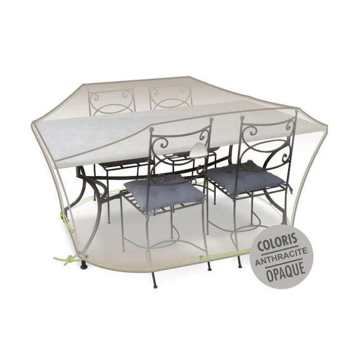 Housse table rectangulaire + chaises 4-6 pers. de coloris anthracite