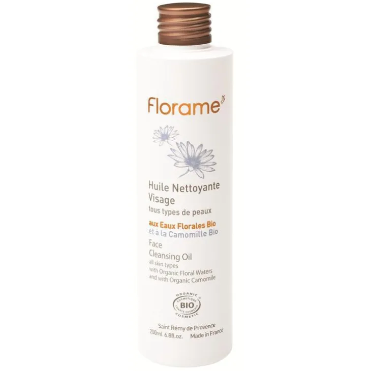 Huile nettoyante visage bio en flacon de 200 ml