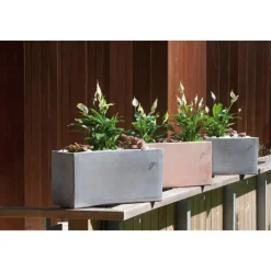 Jardinière contemporaine en terre grise 40x17x16 cm