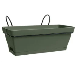 Jardinière kaki avec soucoupe clipsée et support Poetic Babyroméo - 28 x 16 x 10 cm