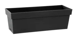 Jardinière toscane Poetic botanic® avec plateau clipsé coloris gris en plastique recyclé 10 L - 50 x 18 x 16,7 cm