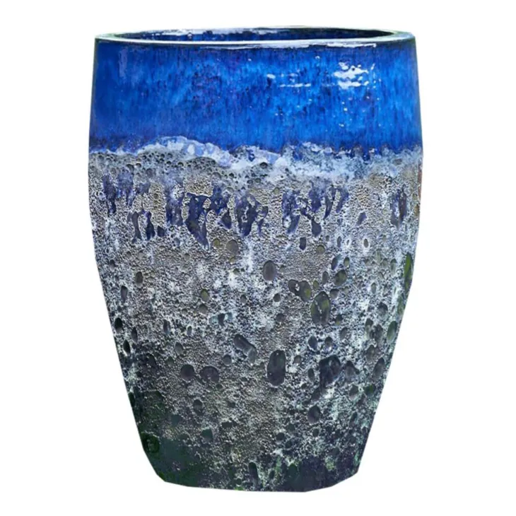 Jarre en grès émaillé bleu Decolines Leon - Ø 45 x H 56 cm
