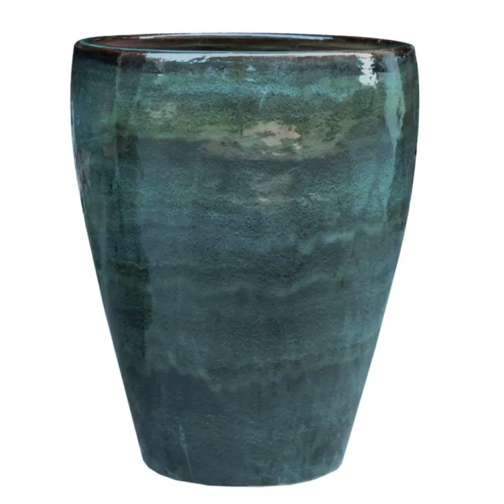 Jarre en grès émaillé vert Amande Decolines Littoral - Ø 38 x H 43 cm