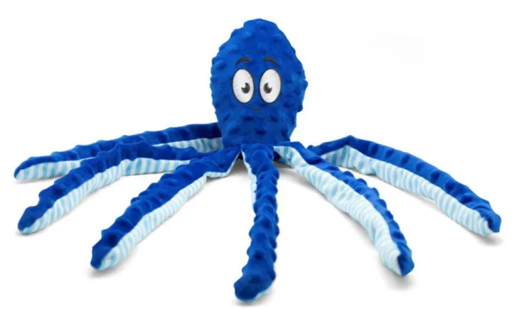 Jouet pour chien coloris bleu peluche pieuvre Bubimex - 45 cm