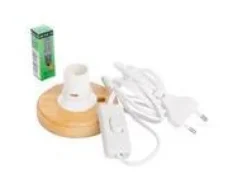 Kit électrique avec ampoule et socle rond en bois pour photophore maison taille S - les 3 pièces