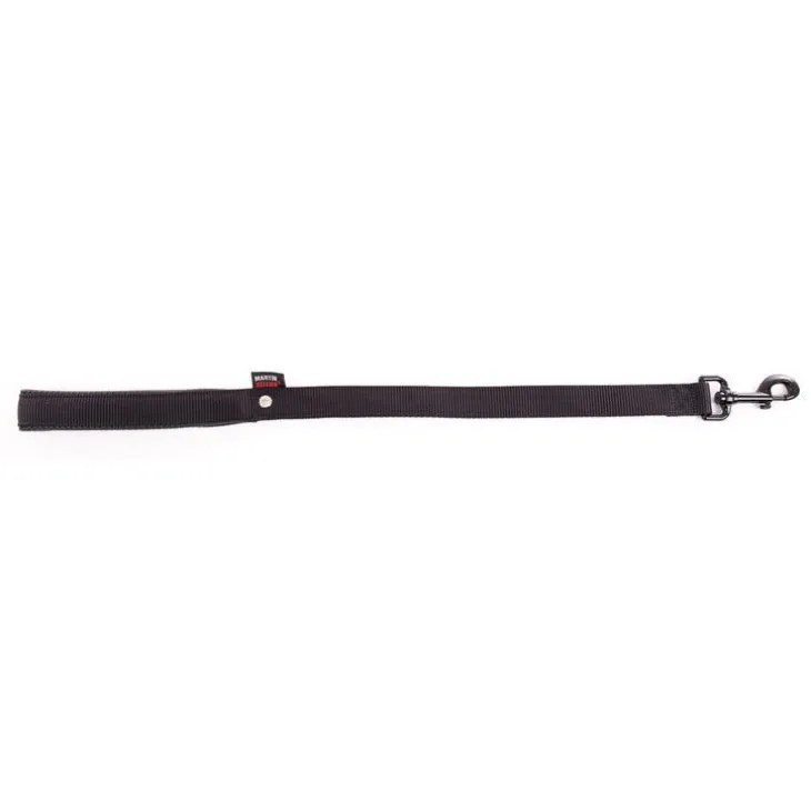 Laisse double noire Martin Sellier. 25 mm x 60 cm