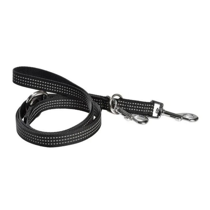 Laisse pour chien coloris noir en nylon tressé Bobby Safe 3 positions – Taille L
