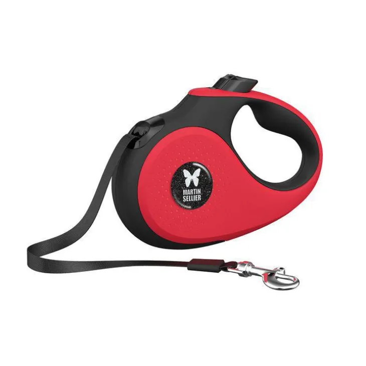 Laisse sangle rétractable rouge pour chien 3 m