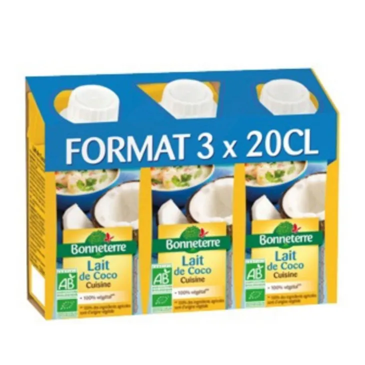 Lait de coco de cuisine en briquette 200 ml x3