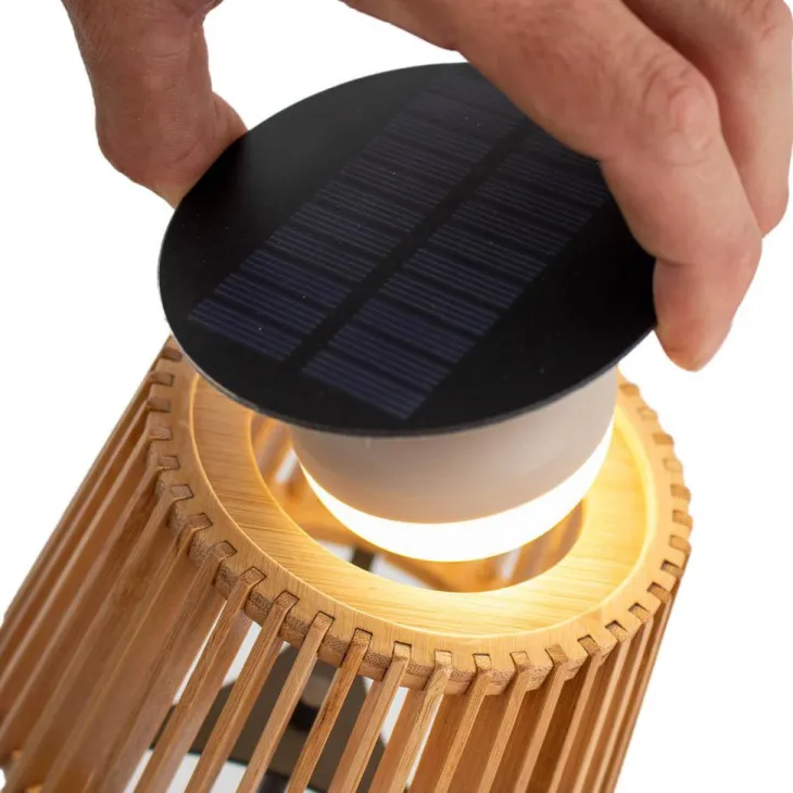 Lampe solaire Okinawa coloris marron effet blanc chaud en métal Newgarden - 20 à 30 cm