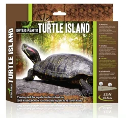 Île flottante pour tortue aquatique avec ascenseur coloris marron Reptile Planet Turtle Island - Taille M - 21 x 16 x 3,6 cm