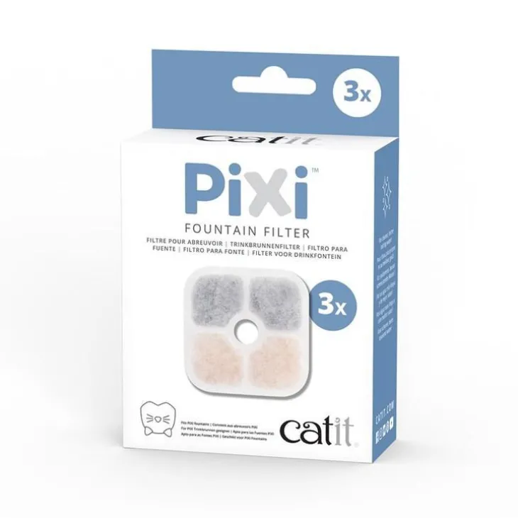 Lot de 3 filtres coloris blanc pour la fontaine à eau pour chat Pixi Catit