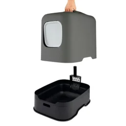 Maison de toilette pour chat coloris anthracite Rhoto Biala - 44,3 x 39,50 x 51 cm