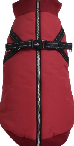Manteau pour chien coloris bordeaux avec harnais intégré Bobby Easy - Taille 25XS