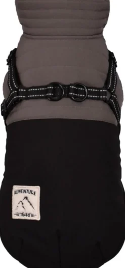 Manteau pour chien coloris noir avec harnais et sangle réfléchissante Bobby Tour - Taille 25XS