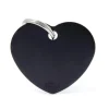 Médaille basic grand cœur pour chien en aluminium noir